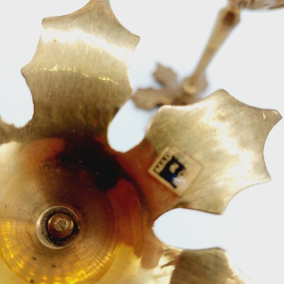 Brass Candlesticks Leaf Base 5.5" & 6 in Set Of 2 Two Sizes - Picture 5 of 8